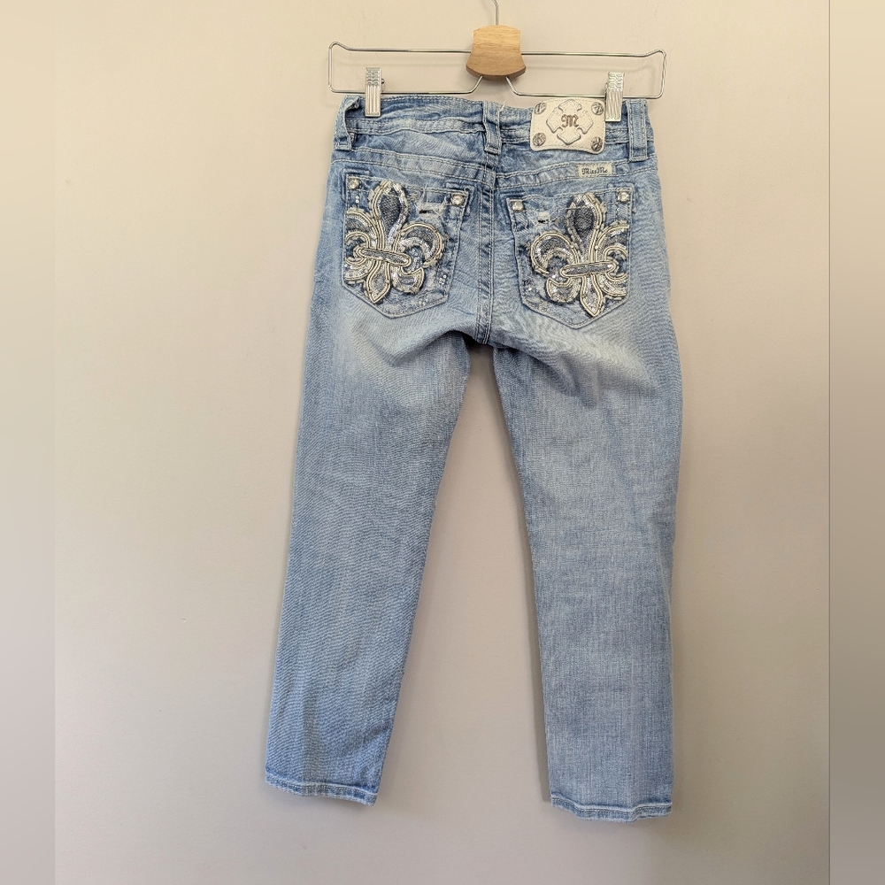 Miss Me Light Wash‎ Capri  Jeans Bling Low Rise Y2k